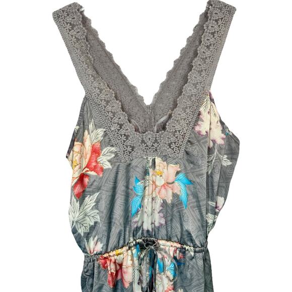 Anthropologie Eloise Lela Lace Romper Small Floral NIghtie Teddy Gray Boho Sleep - Picture 5 of 8